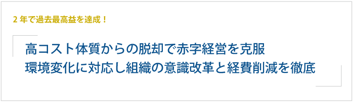 異様な高コスト体質から脱却し2年で過去最高益を達成した事業再生事例