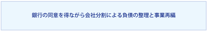 銀行の同意を得ながら会社分割による負債の整理と事業再編