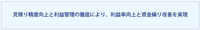 見積もり精度の向上と利益管理の徹底により、利益率の向上と資金繰り改善を実現